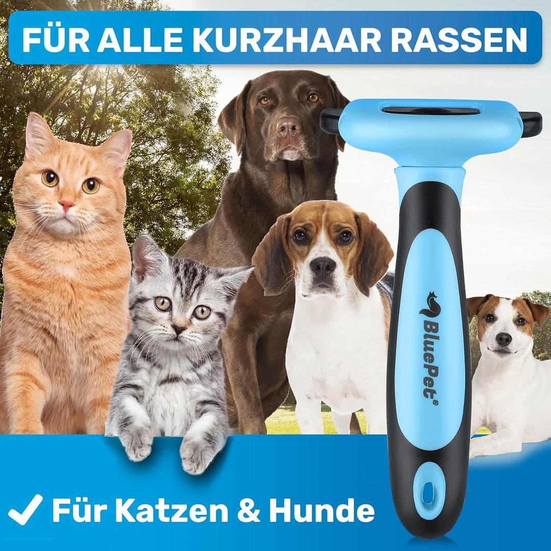 BluePet Katzenbürste & Hundebürste Kurzhaar zum Entfernen von losem Fell & Unterwolle I Bis zu 90% w