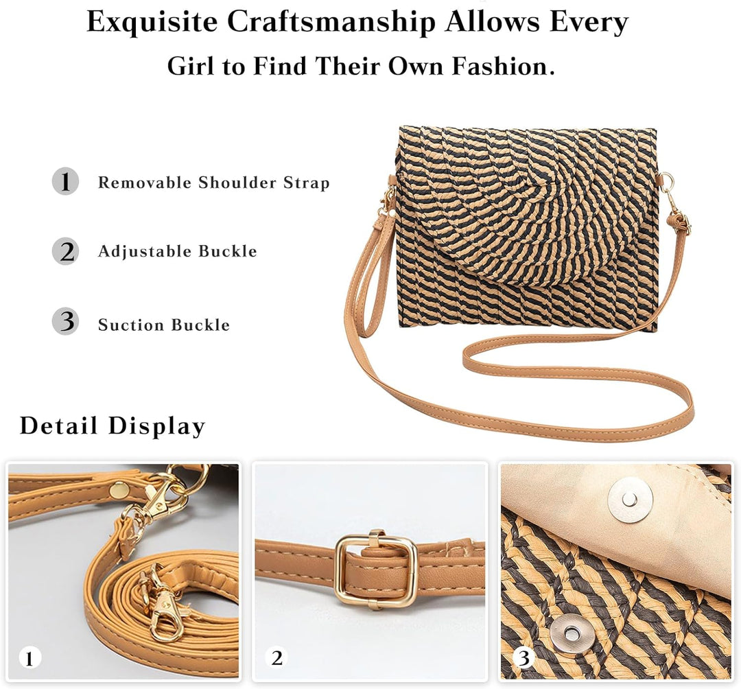 CORIOS Damen Gewebte Tasche Sommer Strandtaschen Handgefertigte Strohtasche Böhmische Tote Beutel Fr