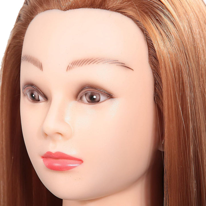 Frisierkopf Echthaar, Schaufensterpuppenkopf, Brauner Haar Trainingskopf, Kunstfaser Mannequin Kopf,