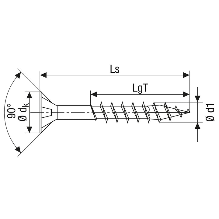 SPAX Universalschraube aus Edelstahl rostfrei A2, 5,0 x 80 mm, 100 Stück, T-STAR plus, Senkkopf, Tei