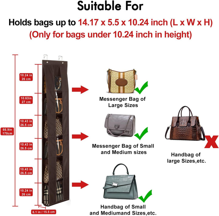 Lirex Tür Handtaschen Organizer, Platzsparende Aufbewahrung für Handtaschen und Kleidung, Inklusive