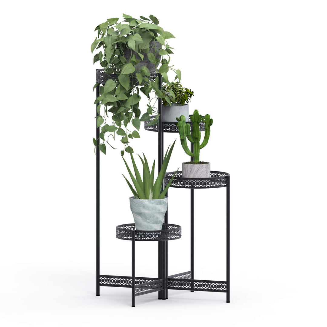 unho Pflanzenregal aus Metall, Blumenständer mit 4 Ebenen, Dekoregal für Innenbereich, 53×90cm