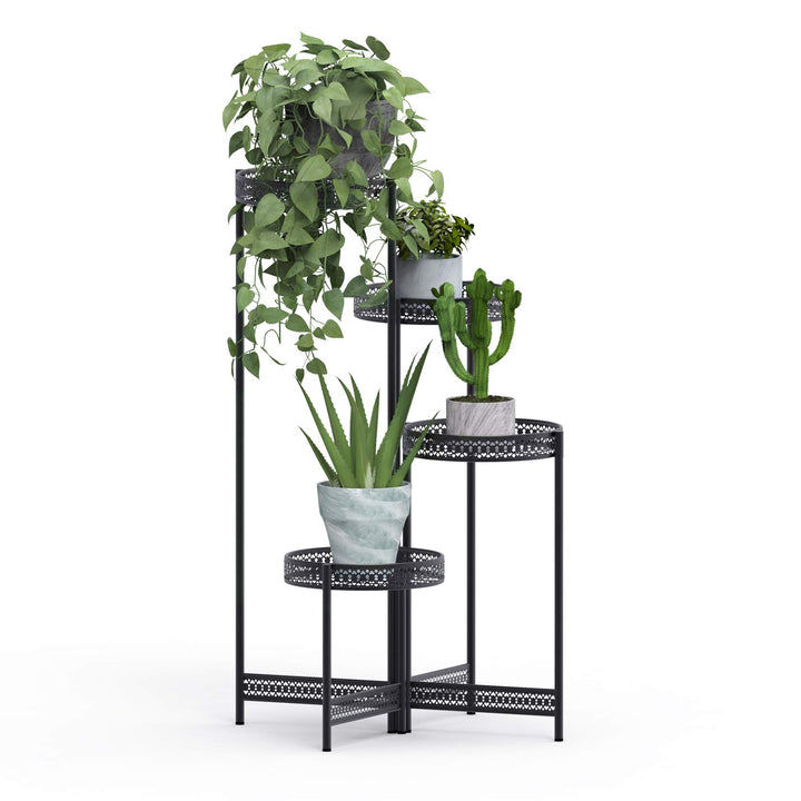 unho Pflanzenregal aus Metall, Blumenständer mit 4 Ebenen, Dekoregal für Innenbereich, 53×90cm