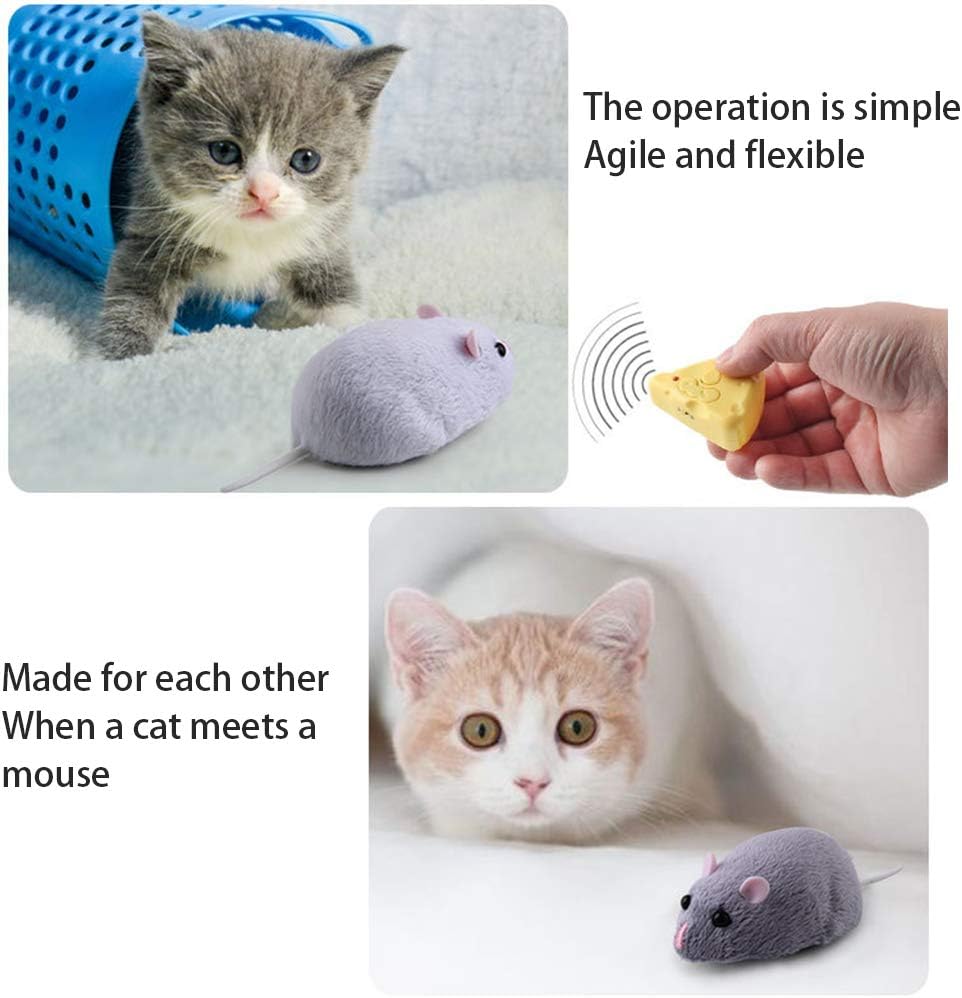 Fernbedienung Maus Katzen, RC Katzenspielzeug Simulation Plüsch Ratte mit Käse Fernbedienung, Fernbe