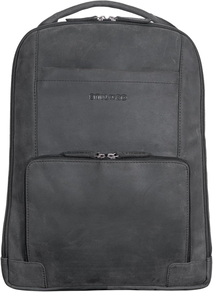STILORD XL Herren-Businessrucksack aus Leder anthrazit - 15-17 Zoll grosser Arbeitsrucksack - Männer