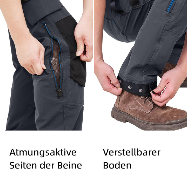 WORK IDEA Herren Slim-Fit Stretch Arbeitshose: Kritische Stoffbereiche aus Cordura – strapazierfähig