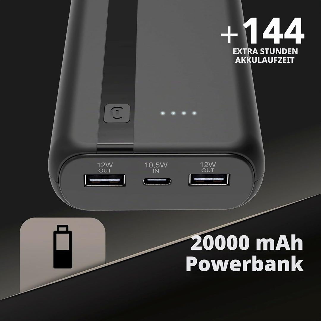 Cellularline - Power Bank 20000 - Kapazität: 20.000mAh - Input: 1xUSB-C 10.5W - Output: 1xUSB 12W -