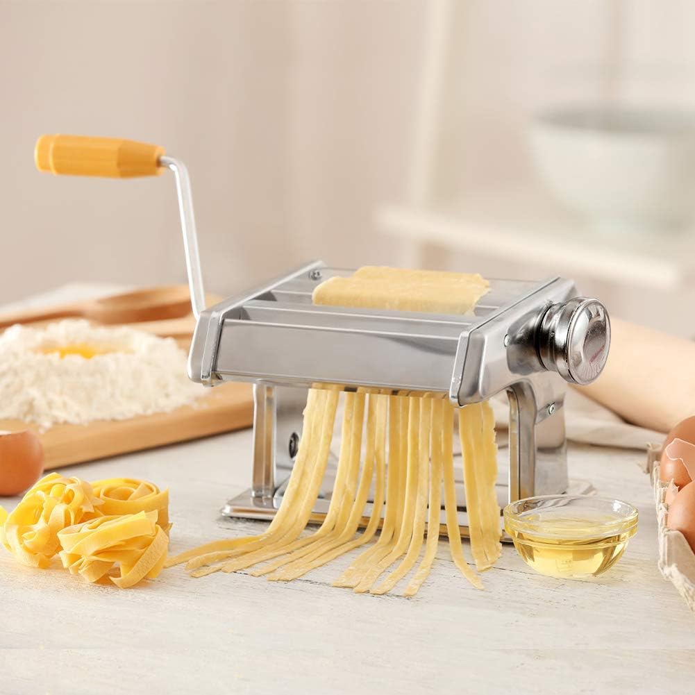 Nudelmaschine Manuell, Pastamaschine Pasta Maker Bandnudeln Maschine Nudelwalze Edelstahl Pasta Walz