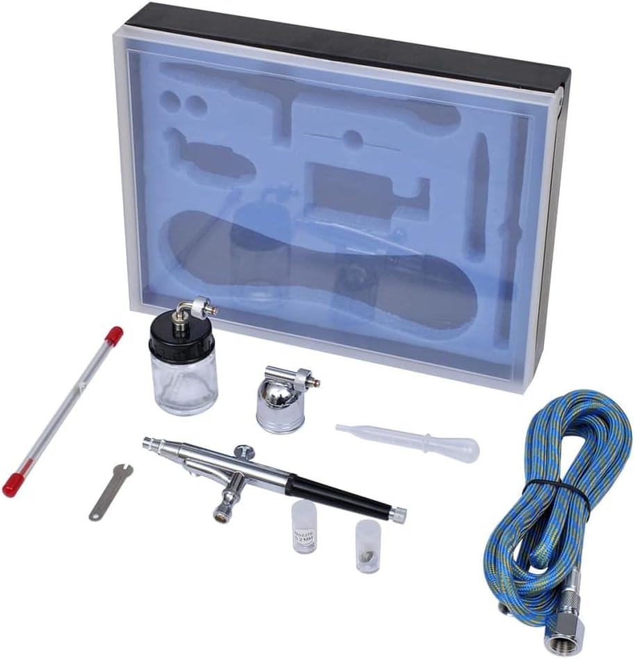 Mangloder Airbrush-Set mit Glasbehälter 0,2 0,3 0,5 mm Düsen, inkl Luftschlauch 1,8 m, Spritzgerät f