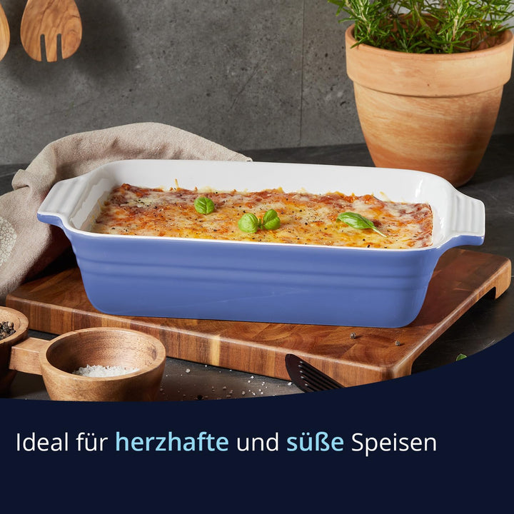 KHG Auflaufform mittelgross 26 cm, Kapazität 0,75 Liter in Hellblau für 1-2 Personen, Ofenform aus K