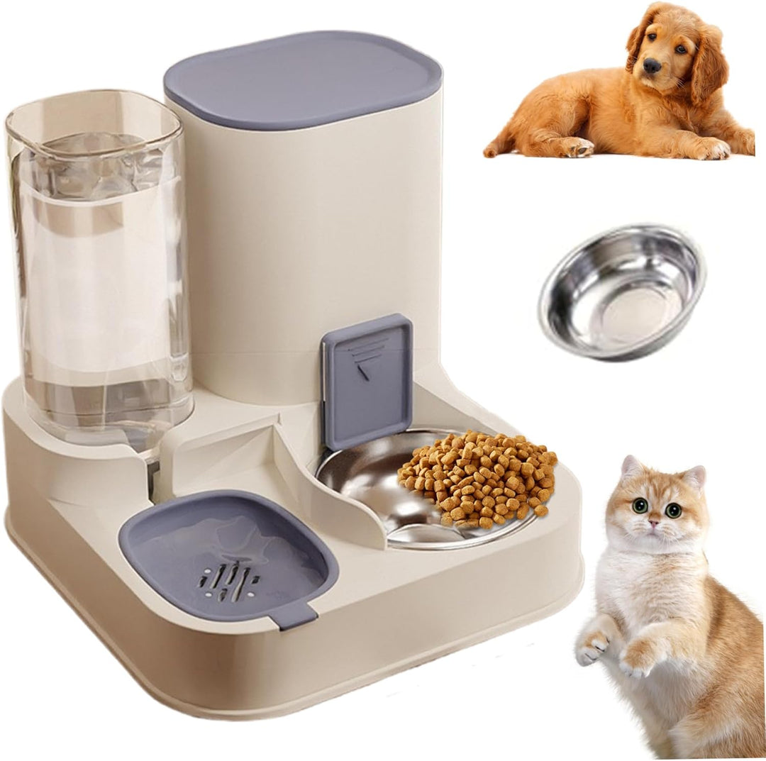 Pesoncarl Automatische Futterhäuschen, automatische Katzenfuttermittel 2 in 1 Edelstahl- und PP -Kat
