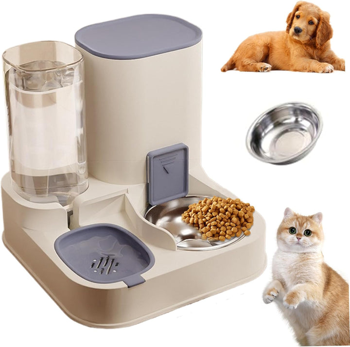 Pesoncarl Automatische Futterhäuschen, automatische Katzenfuttermittel 2 in 1 Edelstahl- und PP -Kat