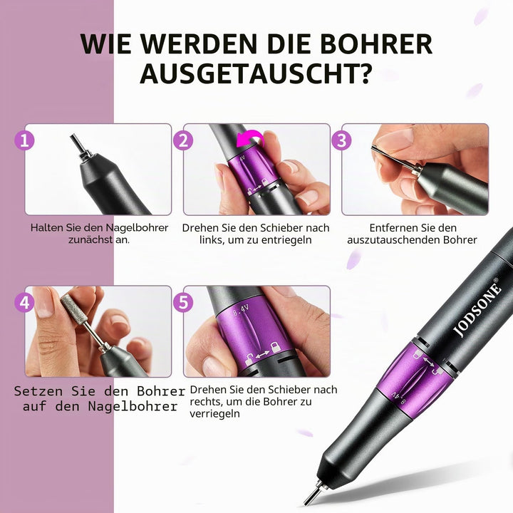 JODSONE Professioneller Nagelbohrer, 45000 U/min, wiederaufladbare Nagelfeile für Nagelgelentfernung