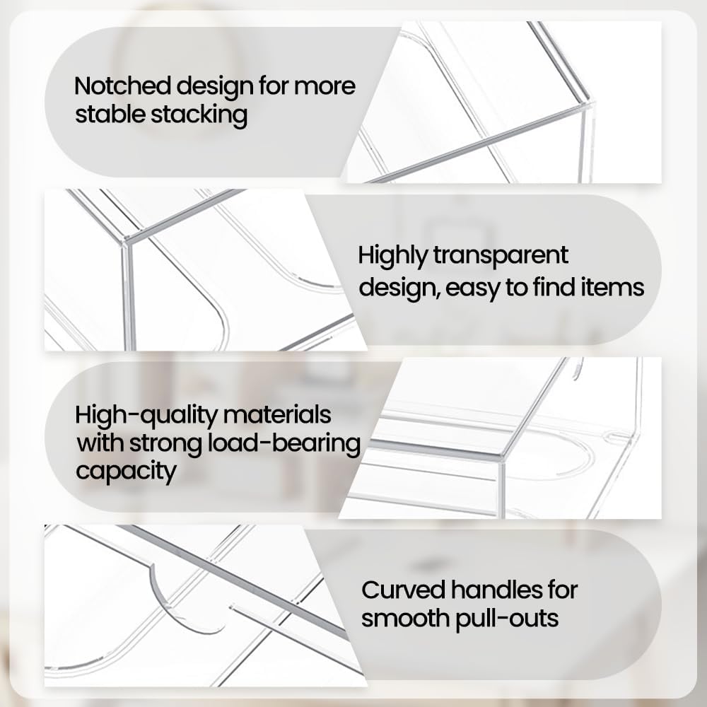 2 Stück Stapelbarer Kosmetik Organizer, TIE-DailyNec Transparenter Acryl Make Up Organizer, Schreibt