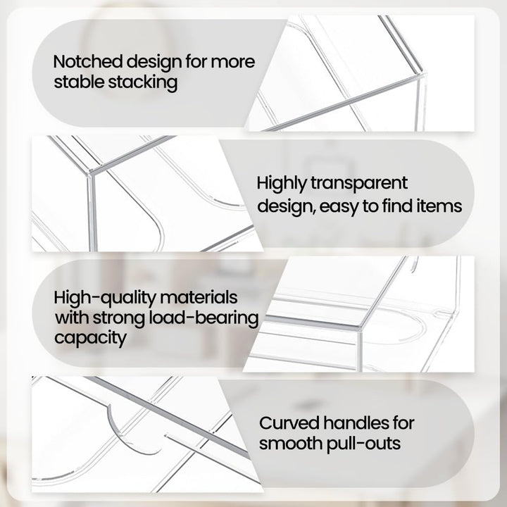2 Stück Stapelbarer Kosmetik Organizer, TIE-DailyNec Transparenter Acryl Make Up Organizer, Schreibt