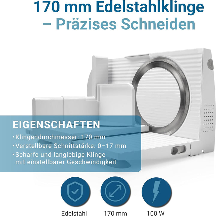 EUREL RS46 Allesschneider Made in Europa, Dauerschaltung, Serviertablett, platzsparend klappbar Elek