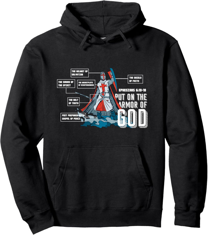 Put on The Armor Of God - Christian Faith Bible Verse Quote Pullover Hoodie