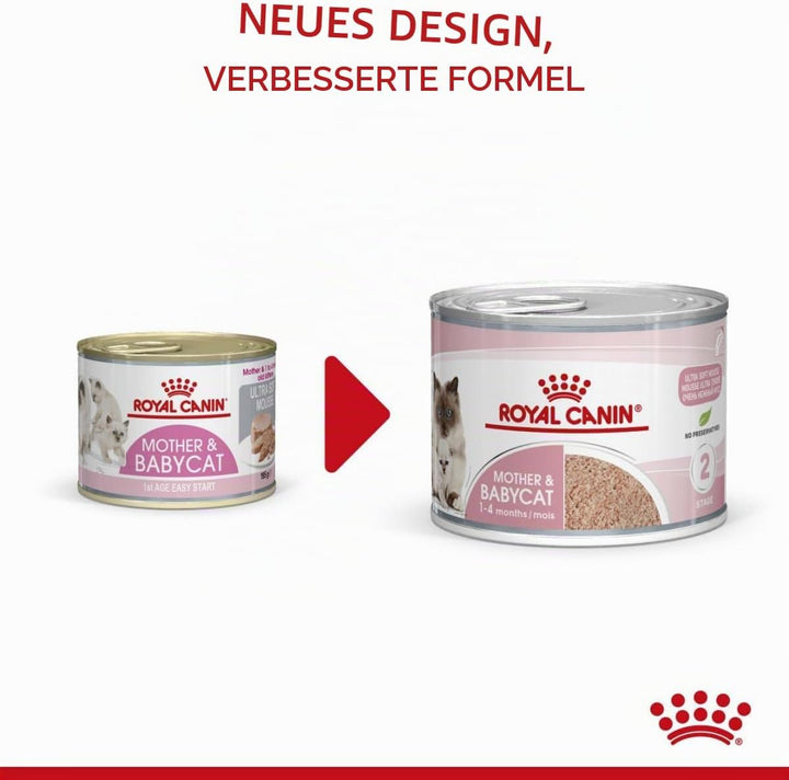 Royal Canin Mother & Babycat Mousse | 12 x 195 g | Alleinfuttermittel für Katzen | Speziell für die