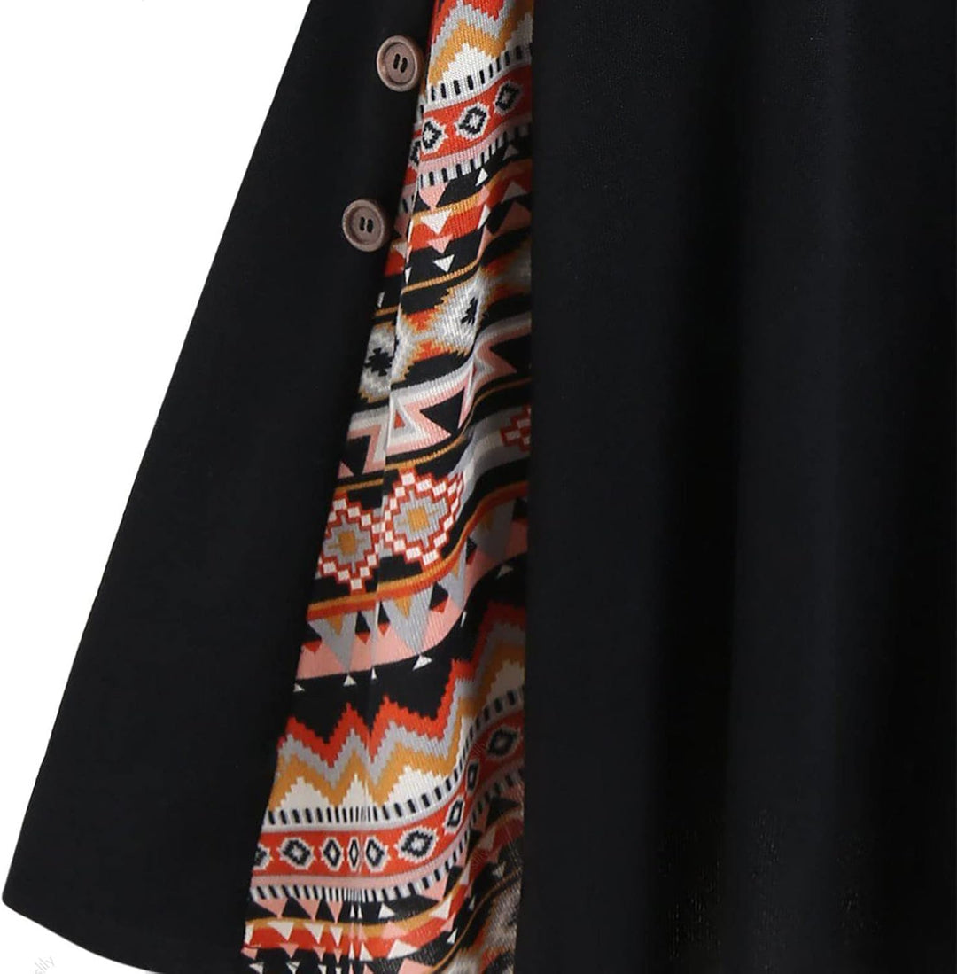 Weihnachten Schulterfrei Kleider für Damen Vintage Druck Patchwork A-Linie Kleid Lässig Locker Flies