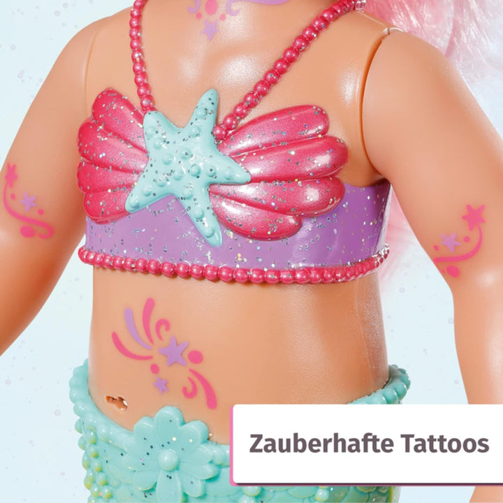 Zapf Creation 833681 BABY born Little Sister Meerjungfrau 46cm - Meerjungfrauen-Puppe langen Haaren,