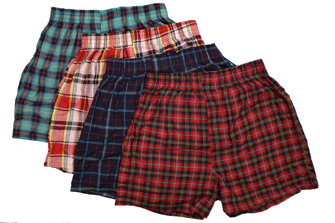 Fruit of the Loom 4 Pack Boys' Assorted Tartan Woven Boxer