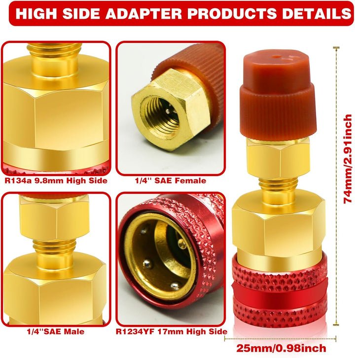 CANIPHA R1234yf-auf-R134a-Adapter, Schnellkupplungssatz, Kältemittel-Nachfüllsatz, High-/Low-Side-R1