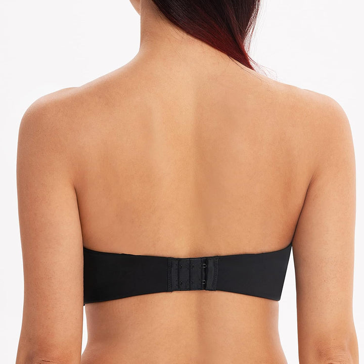MELENECA Damen Ohne Bügel Push Up Geformte Cups Trägerloser Lift Up BH 70B Schwarz, 70B Schwarz