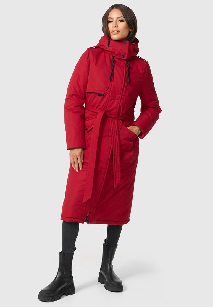 Navahoo Damen Wintermantel Warmer Parka lang mit hohem Kragen und weicher Kapuze Hokulanii XS-XXL L
