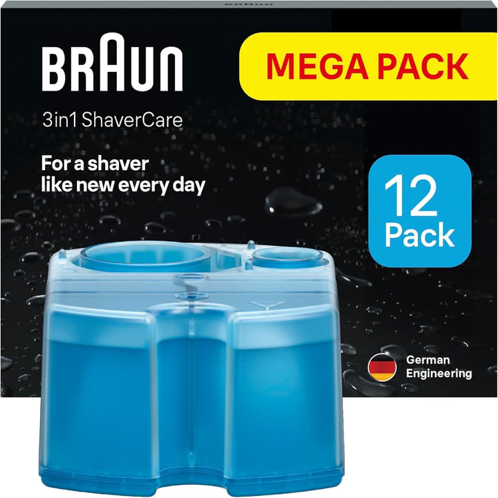 Braun 3-in-1 ShaverCare Reinigungskartuschen für Reinigungsstationen, reinigt 10x besser als Wasser,