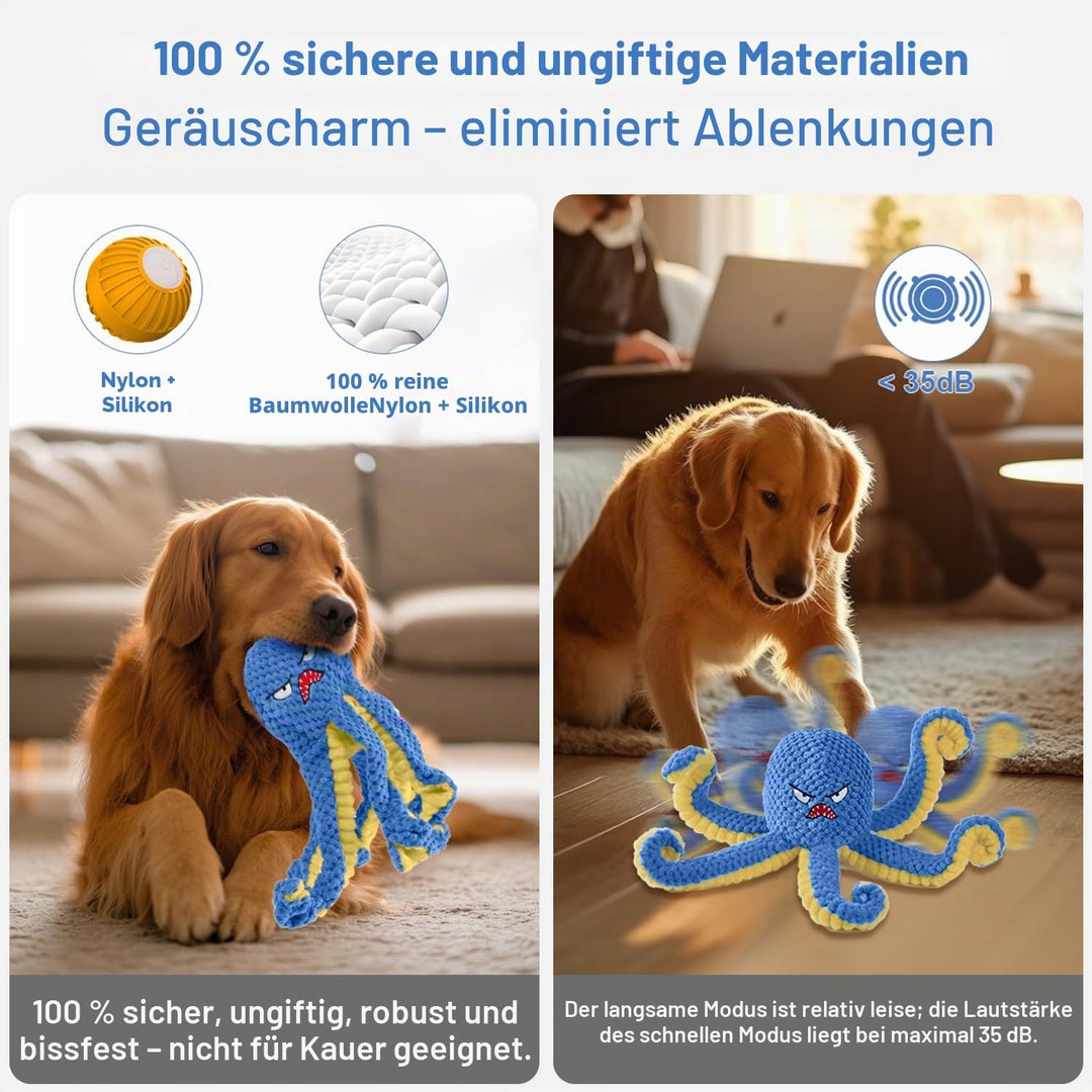 Interaktives Hundespielzeug, Oktopus, langlebiges, automatisches Spring-Hundespielzeug, um sie besch