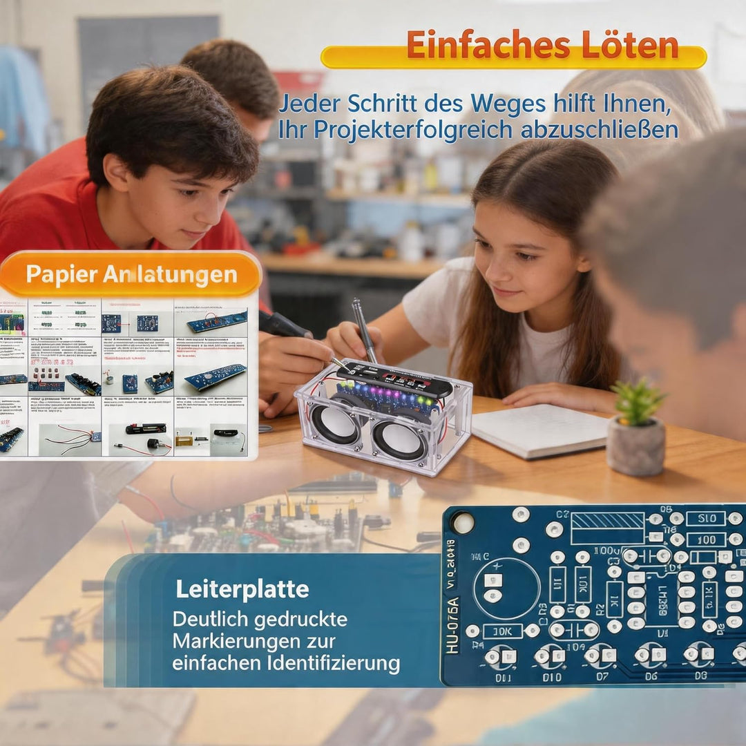DIY Elektronik Lautsprecher Löten Bausatz,Löt Bausatz Lautsprecherkit Bluetooth mit FM,DIY Elektroni