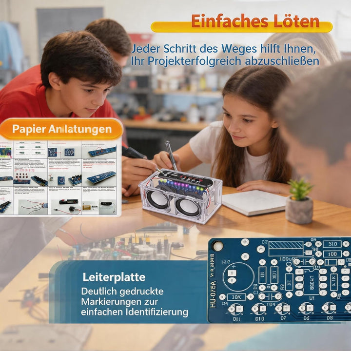 DIY Elektronik Lautsprecher Löten Bausatz,Löt Bausatz Lautsprecherkit Bluetooth mit FM,DIY Elektroni