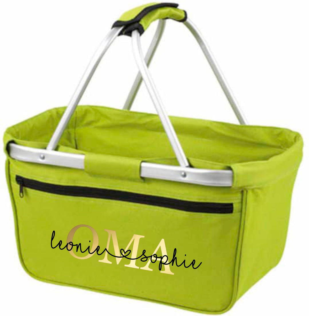 Einkaufskorb Oma - Personalisiert mit Name - Einkaufstasche faltbar Tragekorb mit Aufdruck - 45 x 25