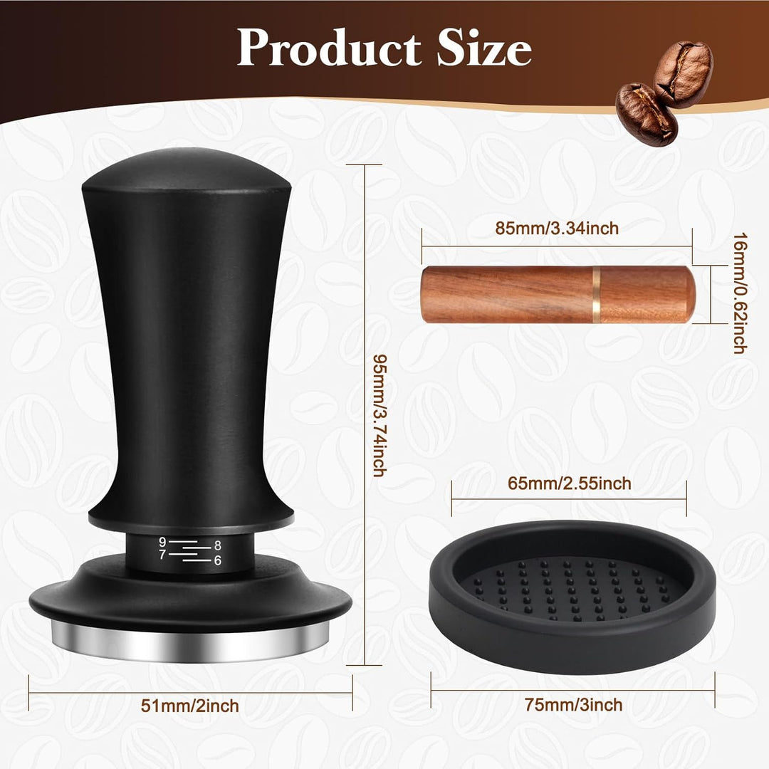 Kaffee Tamper Set 51mm,Kaffee Espresso Tamper,Kaffeerührer Werkzeug Espresso,Verteilerwerkzeug mit 6