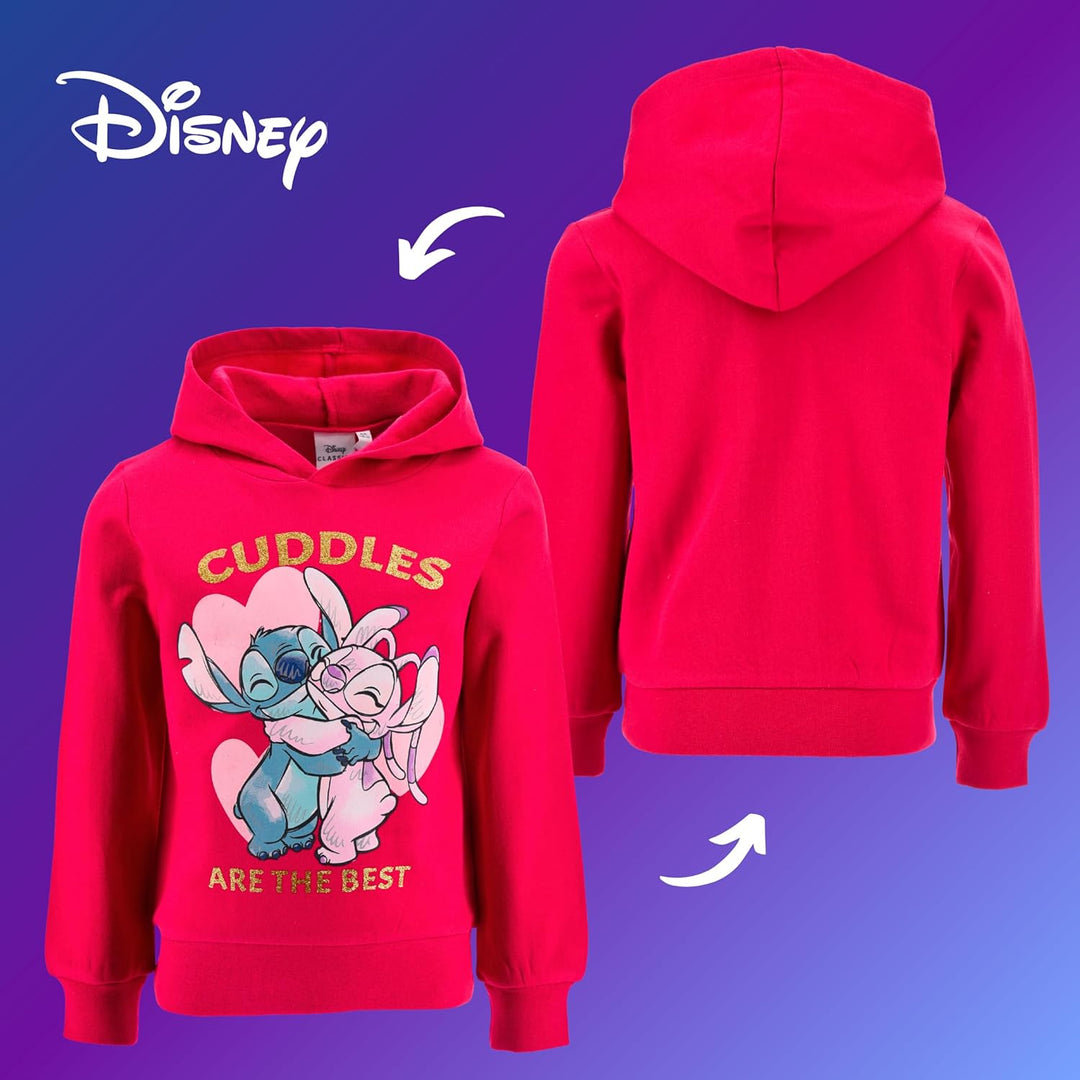 Disney Stitch Mädchen Kapuzenpullover, Design 'Cuddles' Sweatshirt, Pullover für Mädchen, Grössen 3