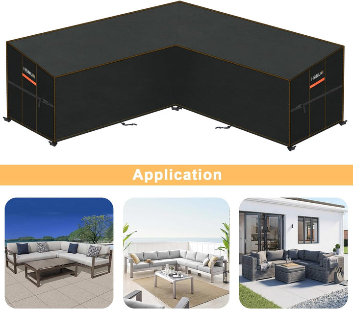 HEIMUNI L-Form Gartenmöbel Abdeckung Wasserdicht Lounge Abdeckung Loungemöbel l Form Schutzhülle Gar