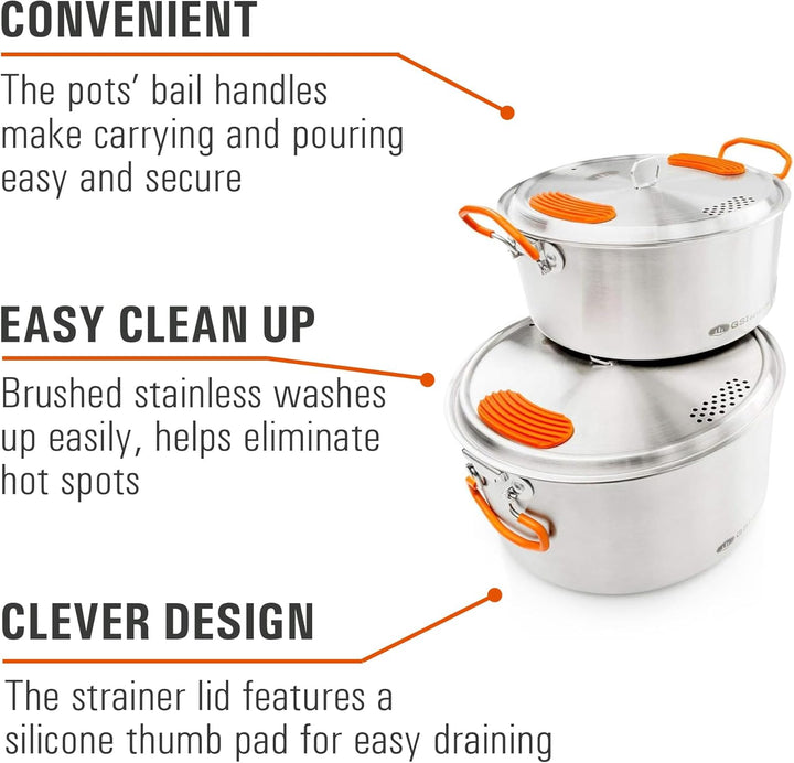 GSI Outdoors Stainless Steel Base Camper - 3 Pieces Cookset Einheitsgrösse, Einheitsgröße