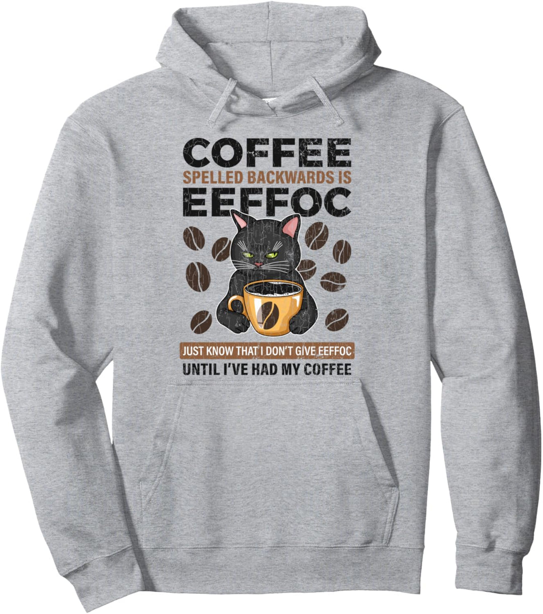 Kaffee rückwärts buchstabiert ist Eeffoc Spruch Lustiges Pullover Hoodie