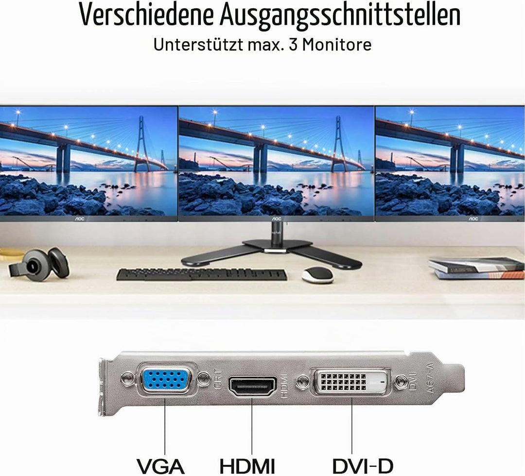 SAPLOS Radeon RX 550 Low Profile Grafikkarte, 4GB GDDR5 128-bit, VGA DVI-D HDMI, 4K Anzeige, PC Vide