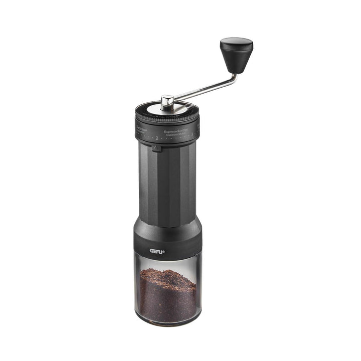 GEFU Kaffeemühle LOCO | Manuelle Kaffeemühle mit Keramikmahlwerk | 5 Mahlstufen für Espresso, Filter