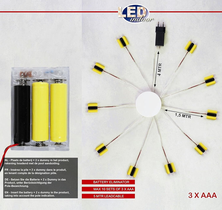 Coen Bakker Batterie Netzteil Adapter 10 x 3 AAA Micro Batterien 4,5V Wandler 1,5m Kabel Netzteil