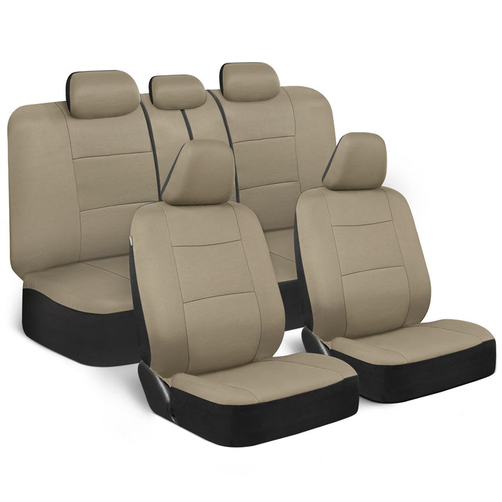 BDK os-309-ab polycloth Auto 11 Stück vorne und hinten Sitz Covers-Split Bench, Solid Beige, Solid B