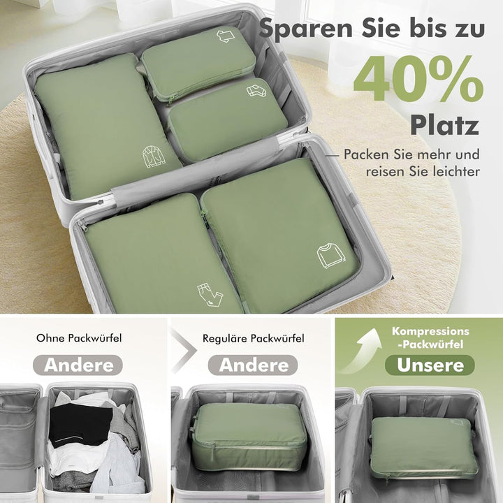 Koffer Organizer Packing Cubes Compression für Koffer und Rucksack, Nylon Packwürfel Organizer Set,T