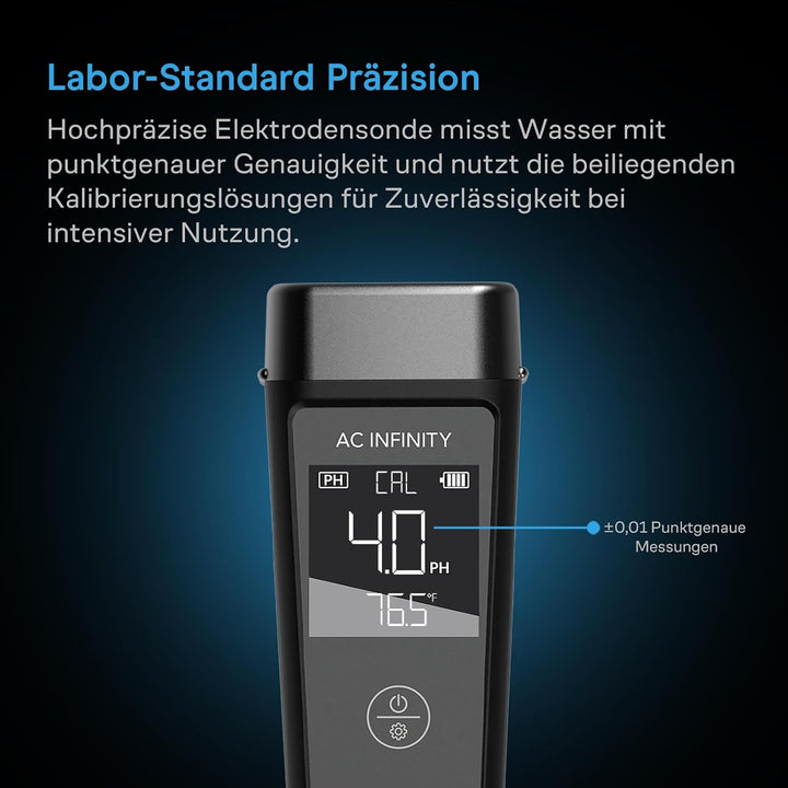 AC Infinity Hydroponic Meter PRO Kit Hochpräzisions Digital pH-Stift mit ±0,01 pH Genauigkeit und we