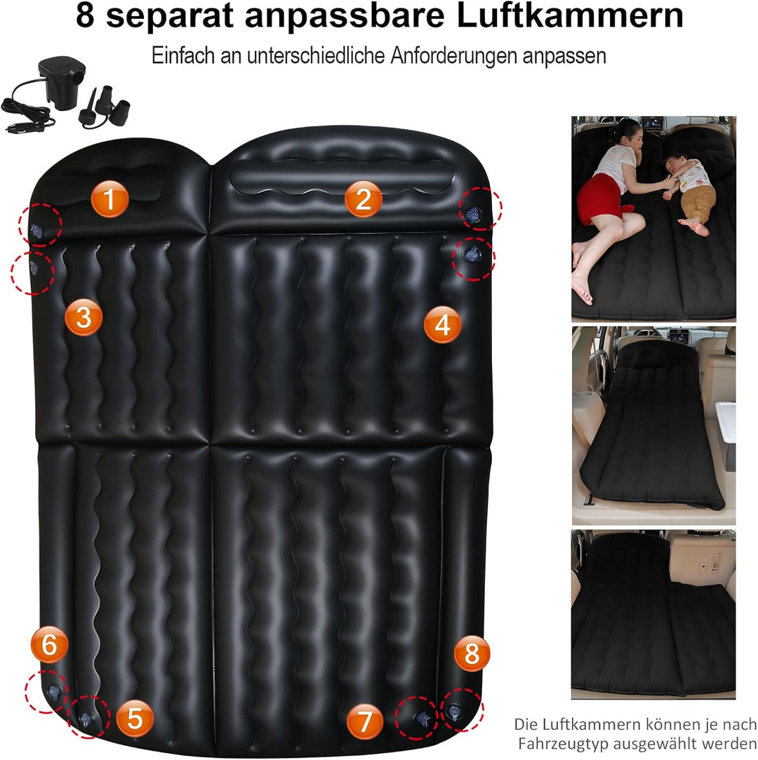 Auto Luftmatratze SUV Aufblasbare Matratze 190x125cm Beflocktes Luftbett Auto für Rücksitz & Kofferr