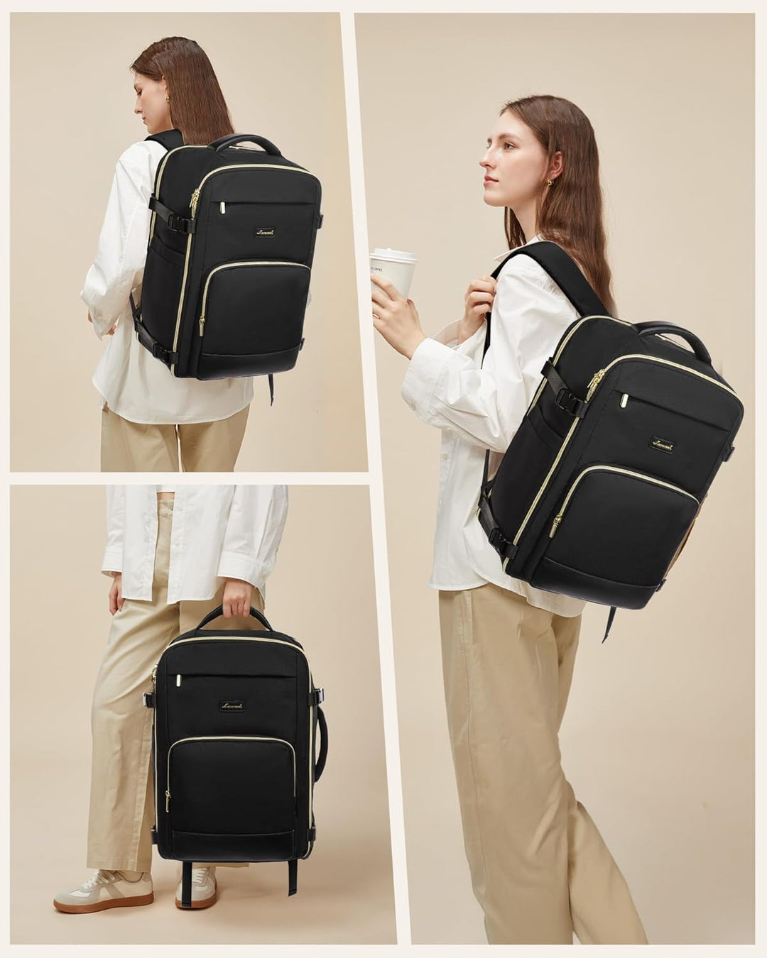 LOVEVOOK Handgepäck Rucksack, Rucksack Handgepäck Flugzeug, Gross Reiserucksack Damen Spritzwasserfe