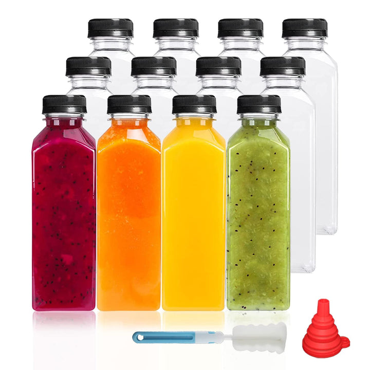 YBCPACK 12 Stück 500ml Kunststoff Saftflaschen zum Befüllen， Wiederverwendbare Leere Smoothie Flasch