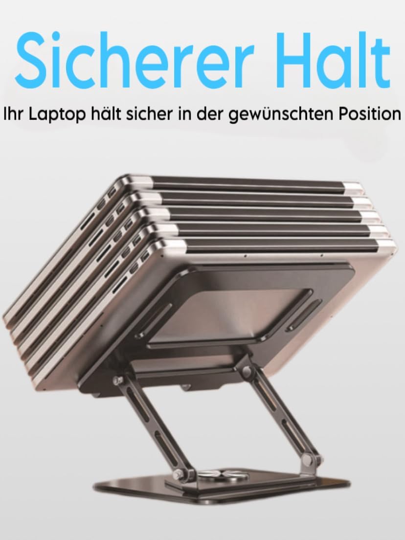 Kigam Laptopständer für Schreibtisch [360 Grad Drehbar] Höhenverstellbar Ergonomischer Tragbarer Lap