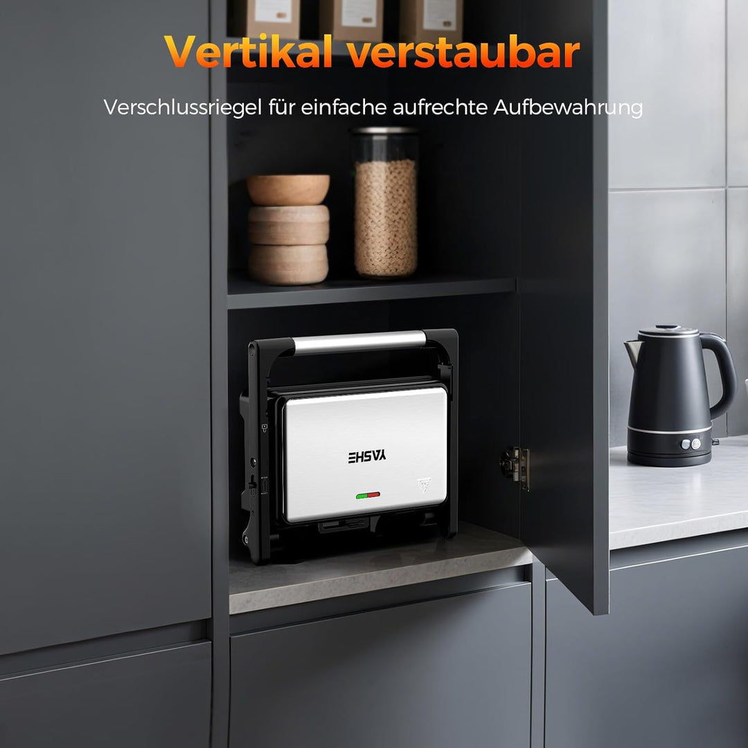 YASHE Sandwichmaker, 1500W Panini Grill, XXL Antihaftplatten, Automatische Temperaturregelung, Kontr