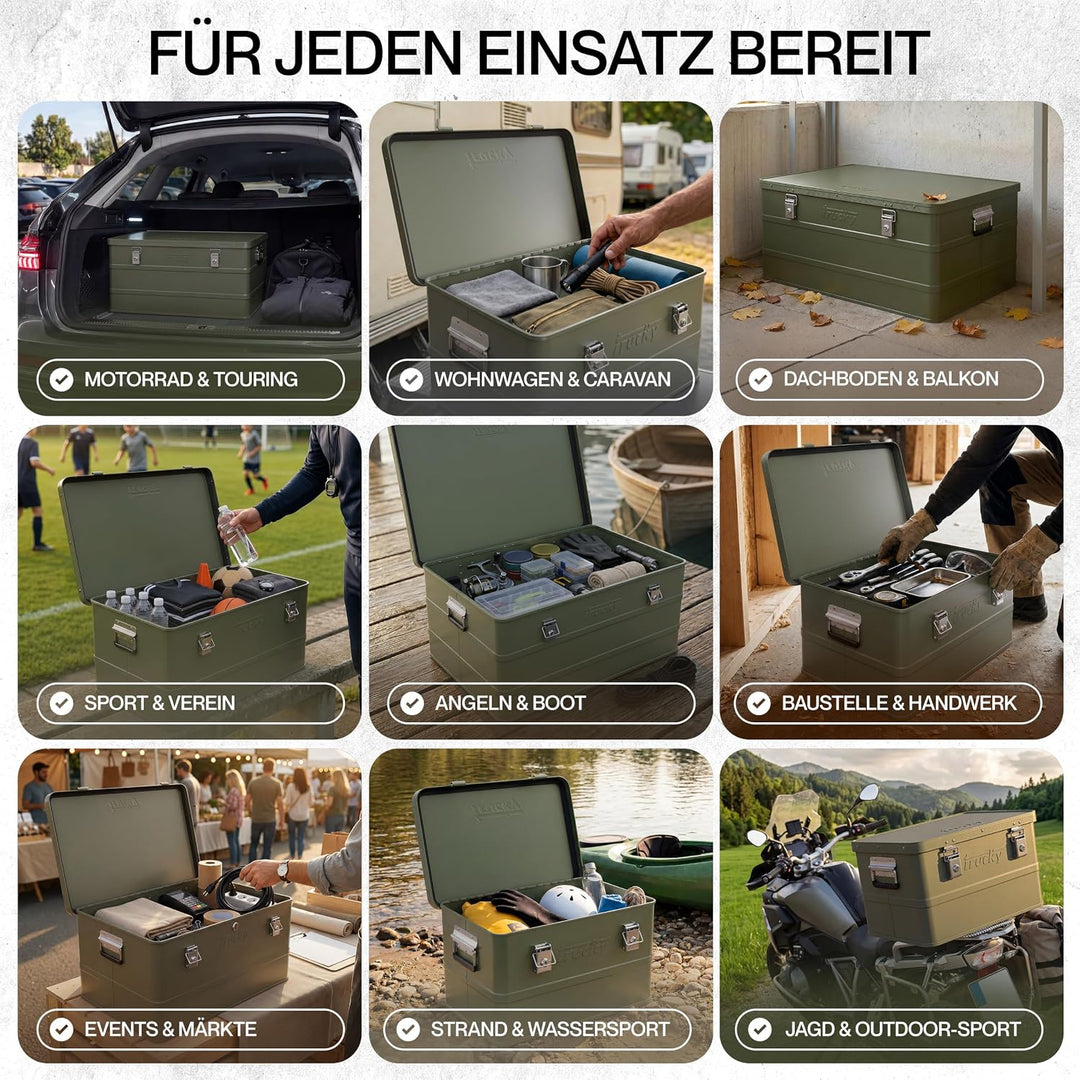 Aluminium Box mit Deckel Grün 30L Alukiste Alu Kiste Abschliessbar Trucky | 46 x 32 x 28 cm, Transpo